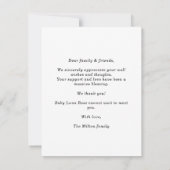 Carte d'annonce de naissance de bébé photo minimal (Dos)