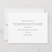 Carte d'annonce de naissance de bébé rose calligra (Dos)
