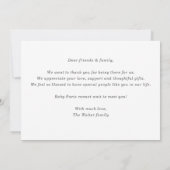 Carte d'annonce de naissance de bébé simple noir e (Dos)