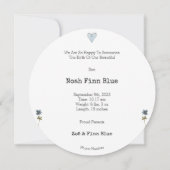 Carte d'annonce de naissance de garçon avec un lap (Dos)