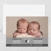 Carte d'annonce de naissance de jumeaux / carte de (Devant / Derrière)