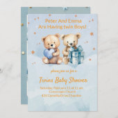 Carte d'annonce de naissance de jumeaux garçons ad (Devant / Derrière)