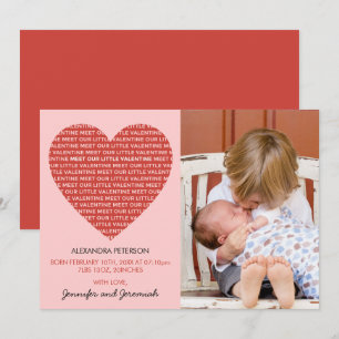 Carte d'annonce de naissance de la Saint-Valentin