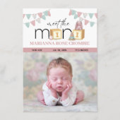 Carte d'annonce de naissance de Mini Rose bébé (Devant)