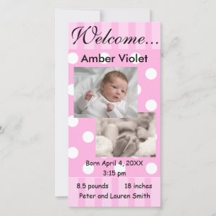 Carte d'annonce de naissance de nouveau-né fille r
