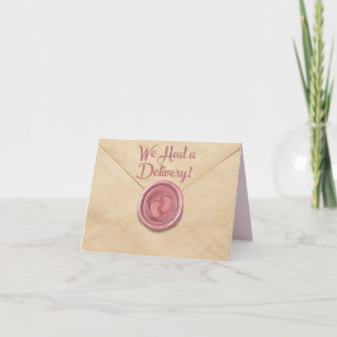 Carte d'annonce de naissance de petite fille pliée