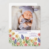 Carte d'annonce de naissance de photo de printemps (Devant / Derrière)