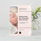 Carte d'annonce de naissance élégante pour bébé fi (Debout devant)