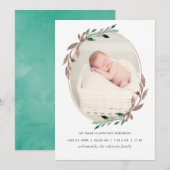 Carte d'annonce de naissance en verdure rustique h (Devant / Derrière)