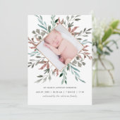 Carte d'annonce de naissance en verdure rustique h (Debout devant)