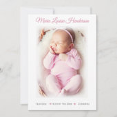 Carte d'annonce de naissance fille rose et blanc (Devant)