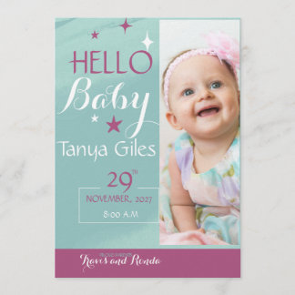 Carte d'annonce de naissance Hello Baby