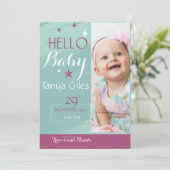 Carte d'annonce de naissance Hello Baby (Debout devant)