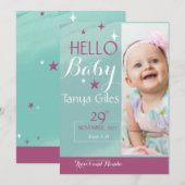Carte d'annonce de naissance Hello Baby (Devant / Derrière)