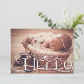 carte d'annonce de naissance papillon écriture rus (Debout devant)