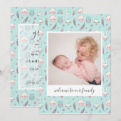 Carte d'annonce de naissance photo d'animaux de la (Devant / Derrière)