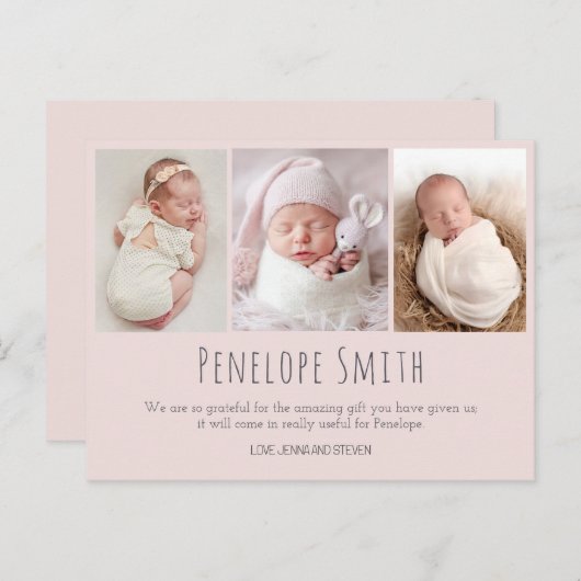 carte d'annonce de naissance photo de bébé fille r (Devant / Derrière)