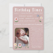 Carte d'annonce de naissance plate de journal mode (Devant)