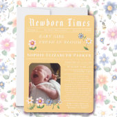 Carte d'annonce de naissance plate de journal mode