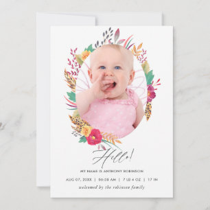 Carte d'annonce de naissance safari florale aquare