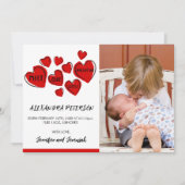 Carte d'annonce de naissance Saint-Valentin cœur d (Devant)