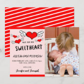carte d'annonce de naissance Saint-Valentin cœurs (Devant / Derrière)