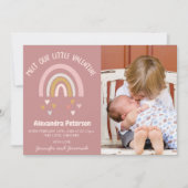 carte d'annonce de naissance Saint-Valentin cœurs (Devant)