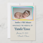 Carte d'annonce de naissance simple et élégante (Devant)