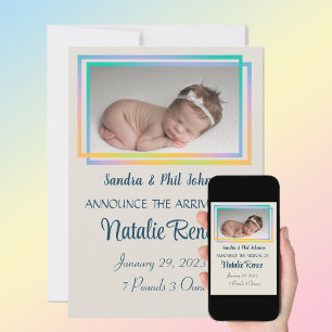 Carte d'annonce de naissance simple et élégante
