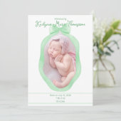 Carte d'annonce de naissance verte encadrée à la b (Debout devant)