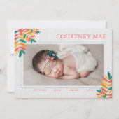 Carte d'annonce de photo de bébé colorée (Devant)
