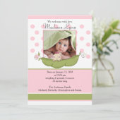 Carte d'annonce de photo de bébé fille petit pois (Debout devant)