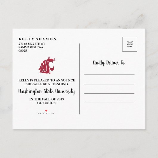 Carte d'annonce de remise de diplôme (Dos)