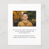 Carte d'annonce de remise de diplôme avec 2 photos (Dos)