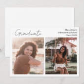 Carte d'annonce de remise de diplôme avec deux pho (Devant / Derrière)