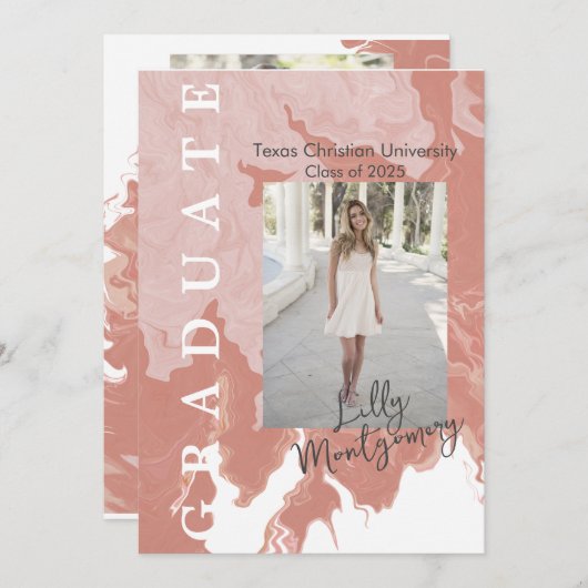 Carte d'annonce de remise de diplôme avec photo de (Devant / Derrière)