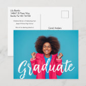 Carte d'annonce de remise de diplôme avec photo et (Devant / Derrière)