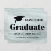 Carte d'annonce de remise de diplôme Budget Gray 2 (Devant / Derrière)