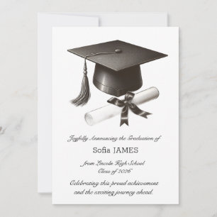Carte d'annonce de remise de diplôme élégante