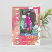 Carte d'annonce de remise de diplôme en marbre ros (Debout devant)