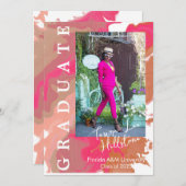 Carte d'annonce de remise de diplôme en marbre ros (Devant / Derrière)