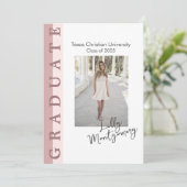 Carte d'annonce de remise de diplôme en photo liné (Debout devant)