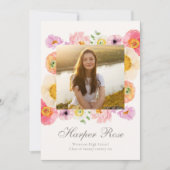 Carte d'annonce de remise de diplôme florale lumin (Devant)