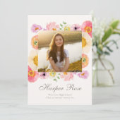Carte d'annonce de remise de diplôme florale lumin (Debout devant)