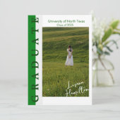 Carte d'annonce de remise de diplôme linéaire vert (Debout devant)