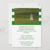 Carte d'annonce de remise de diplôme linéaire vert (Dos)