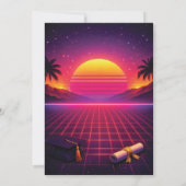 Carte d'annonce de remise de diplôme rétro synthwa (Dos)