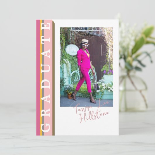 Carte d'annonce de remise de diplômes à dégradé li (Debout devant)