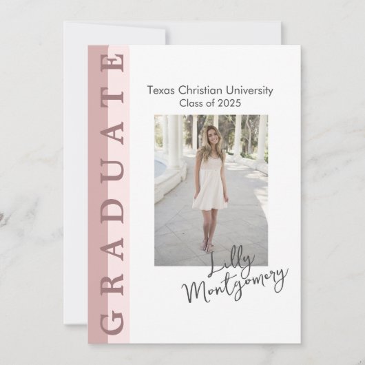 Carte d'annonce de remise de diplômes avec photo l (Devant)