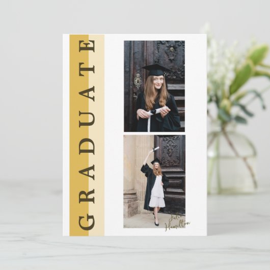 Carte d'annonce de remise des diplômes en or de la (Debout devant)